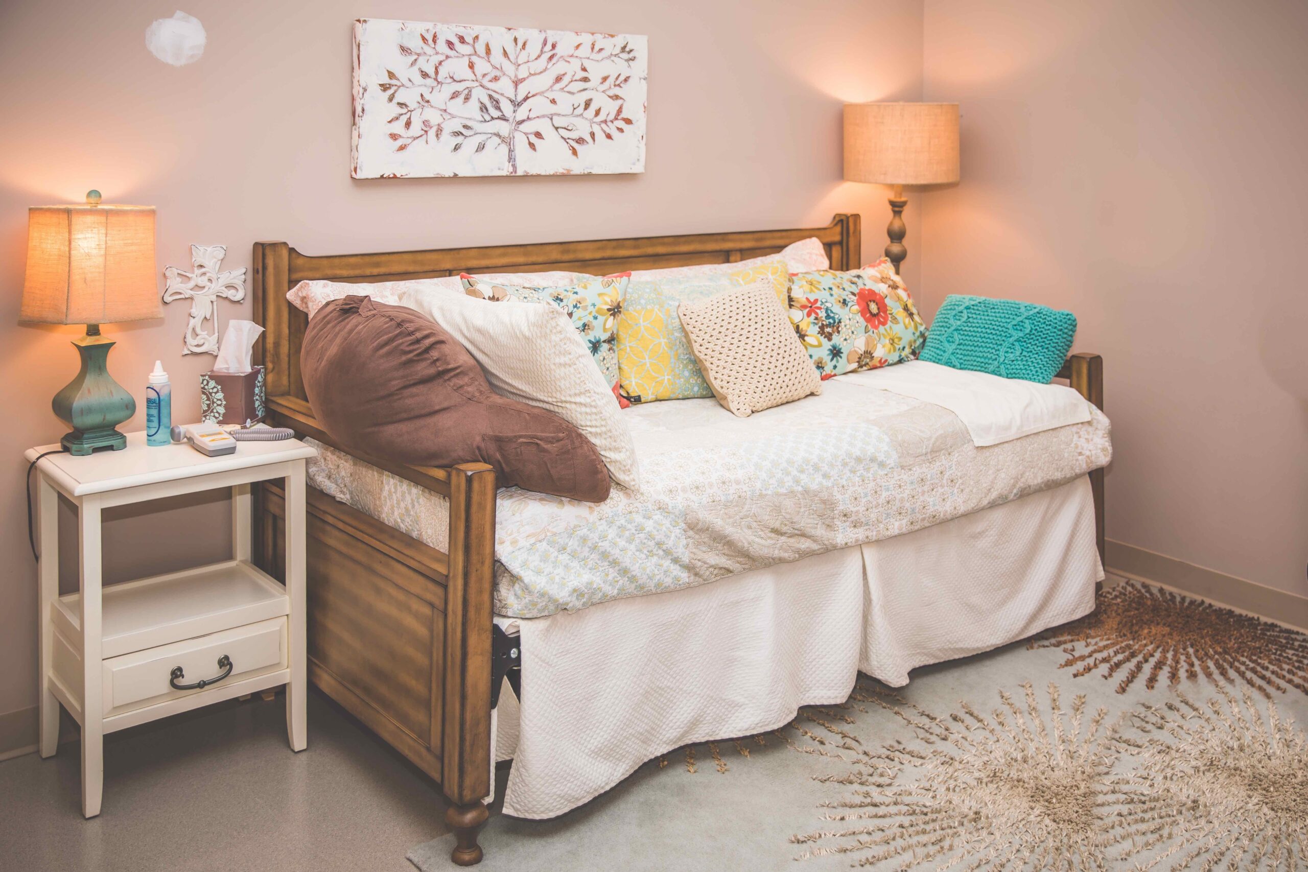 Beautiful day bed at the Midwives of New Jersey Office