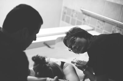 Lisa Lederer, CNM with laboring client